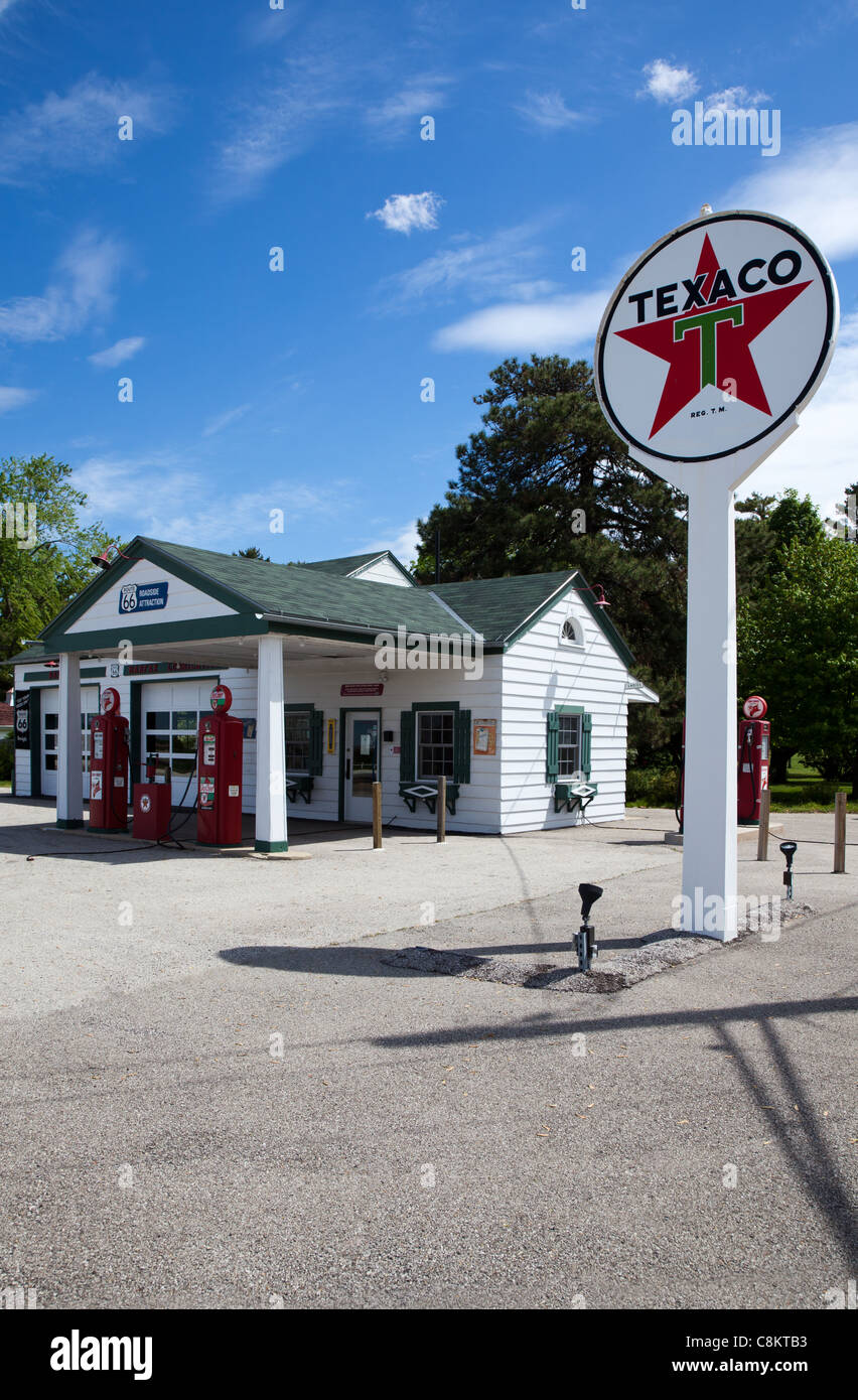 U.S.A. Illinois, Route 66, Dwight, the old Texaco gas station Stock
