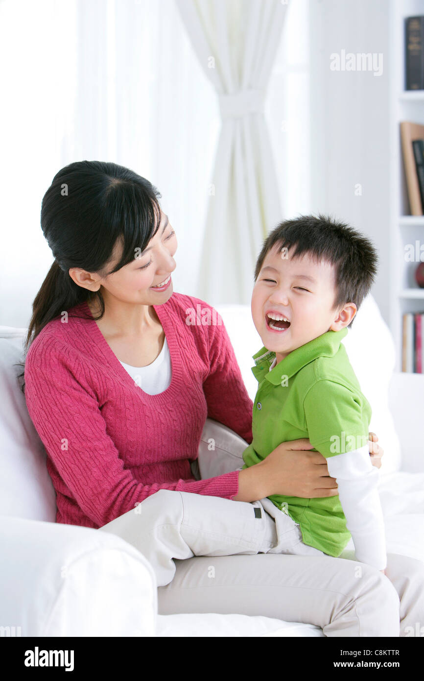 Chinese mother and son Stock Photo - Alamy