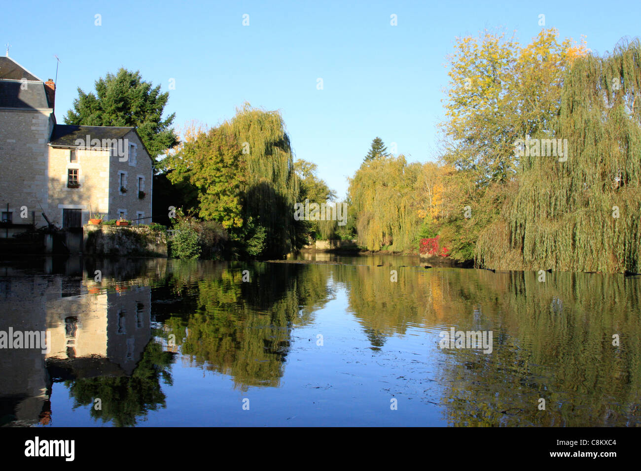 The Charente river in Civray Stock Photo