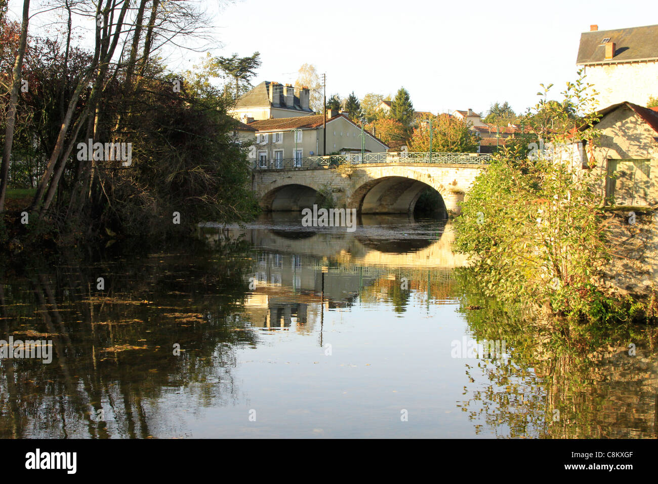 The Charente river in Civray Stock Photo