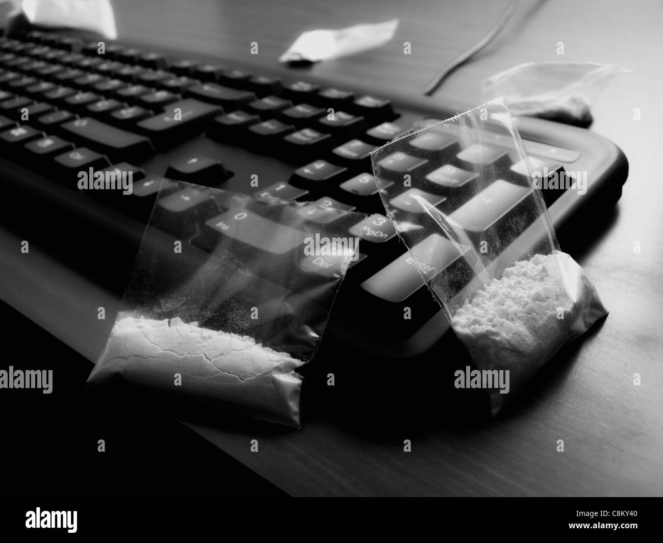 Conceptual view about drug trafficking over the Internet. Stock Photo
