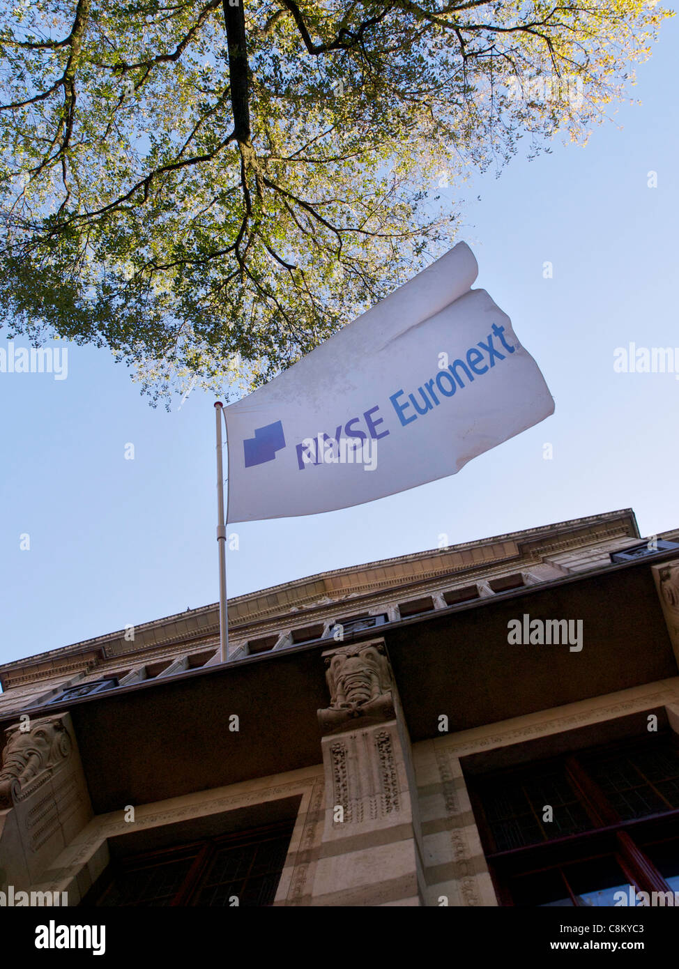 NYSE Euronext flag at beursplein 5 in Amsterdam, the Netherlands Stock Photo