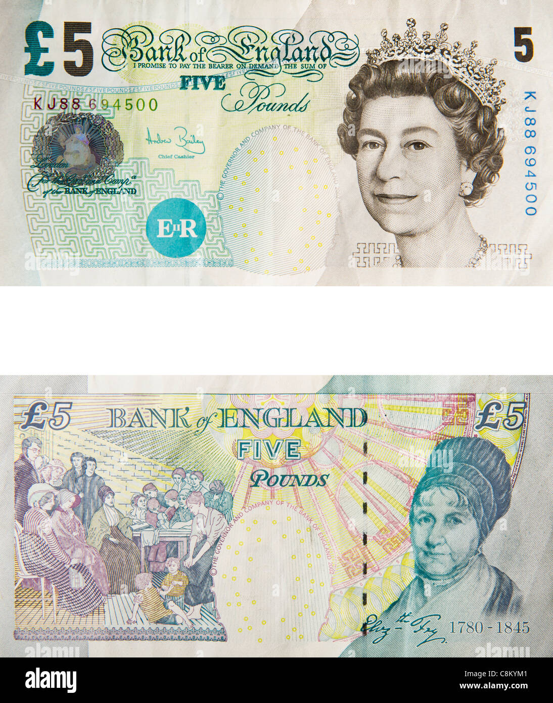 5 five pounds note sterling Stock Photo - Alamy