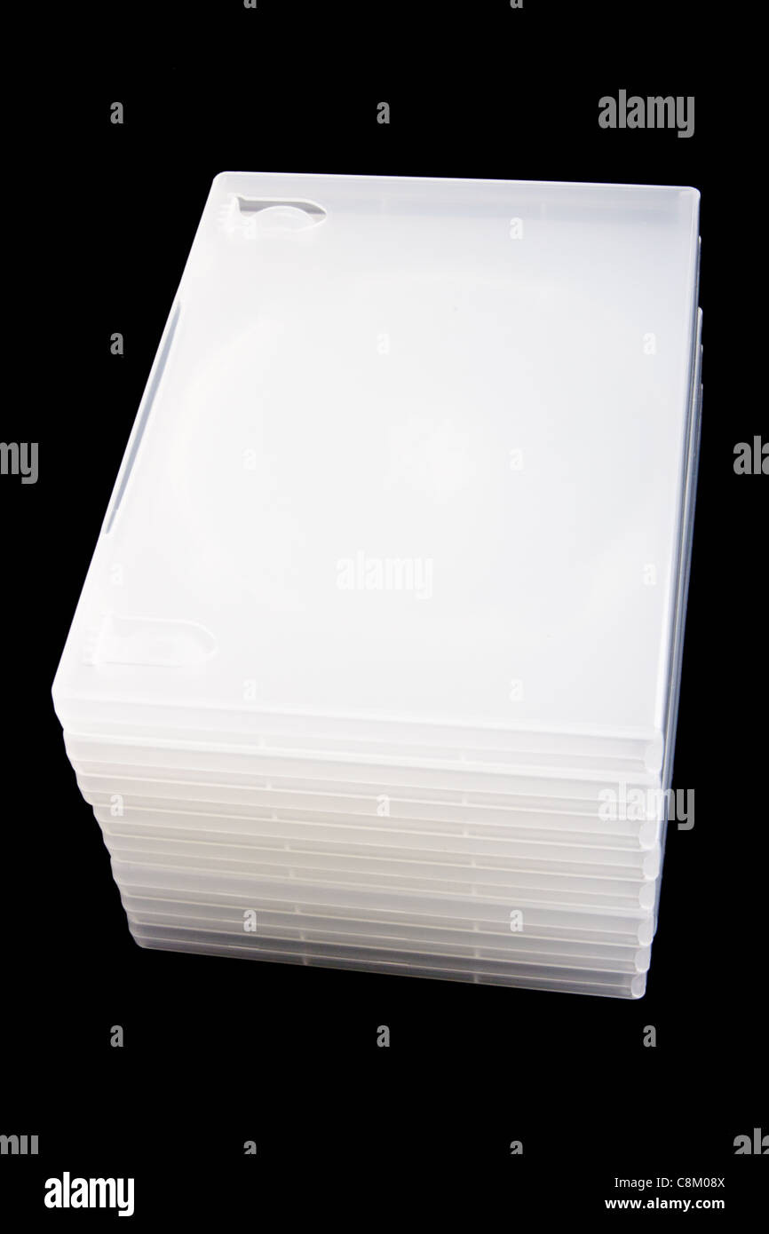 Stack of standard plastic DVD cases Stock Photo Alamy