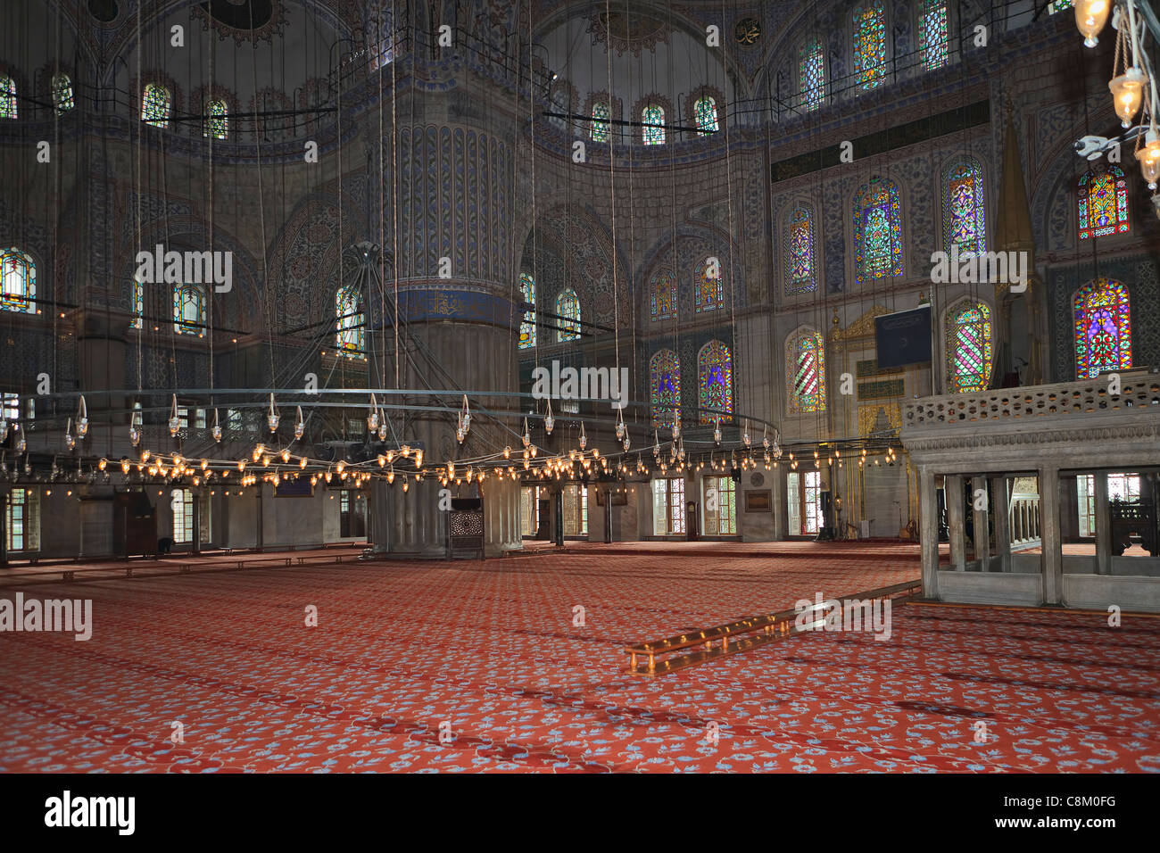 The interior of the mosque Sultanahmet (Blue Mosque) in the daytime, Istanbul, Turkey Stock Photo