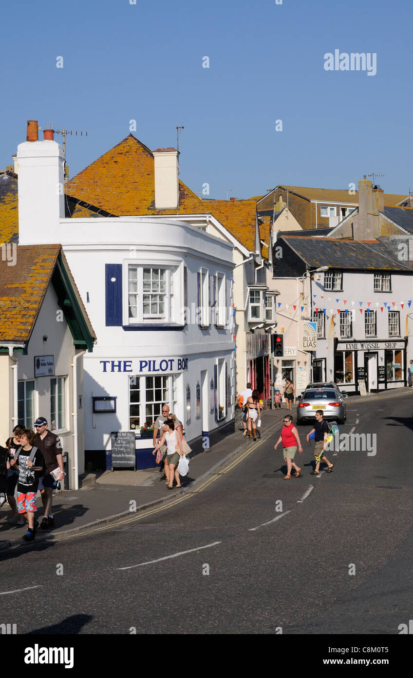 Lyme Regis town centre a Dorset holiday resort in the west country ...