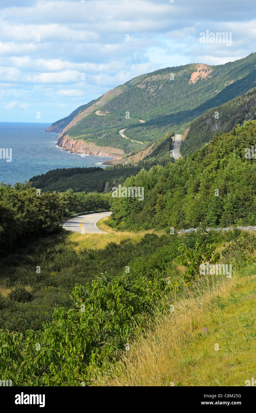 View of Cabot Trail from boat Cape Breton Island Nova Scotia Canada