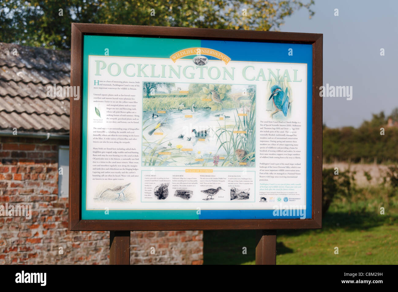 Information display at Pocklington canal, Yorkshire Stock Photo