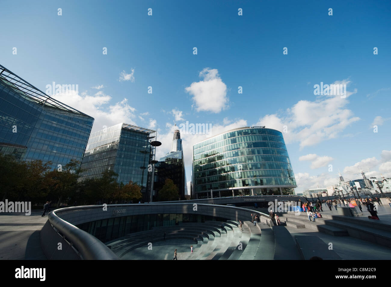 The Scoop at More London, a sunken outdoor amphitheatre surrounded by