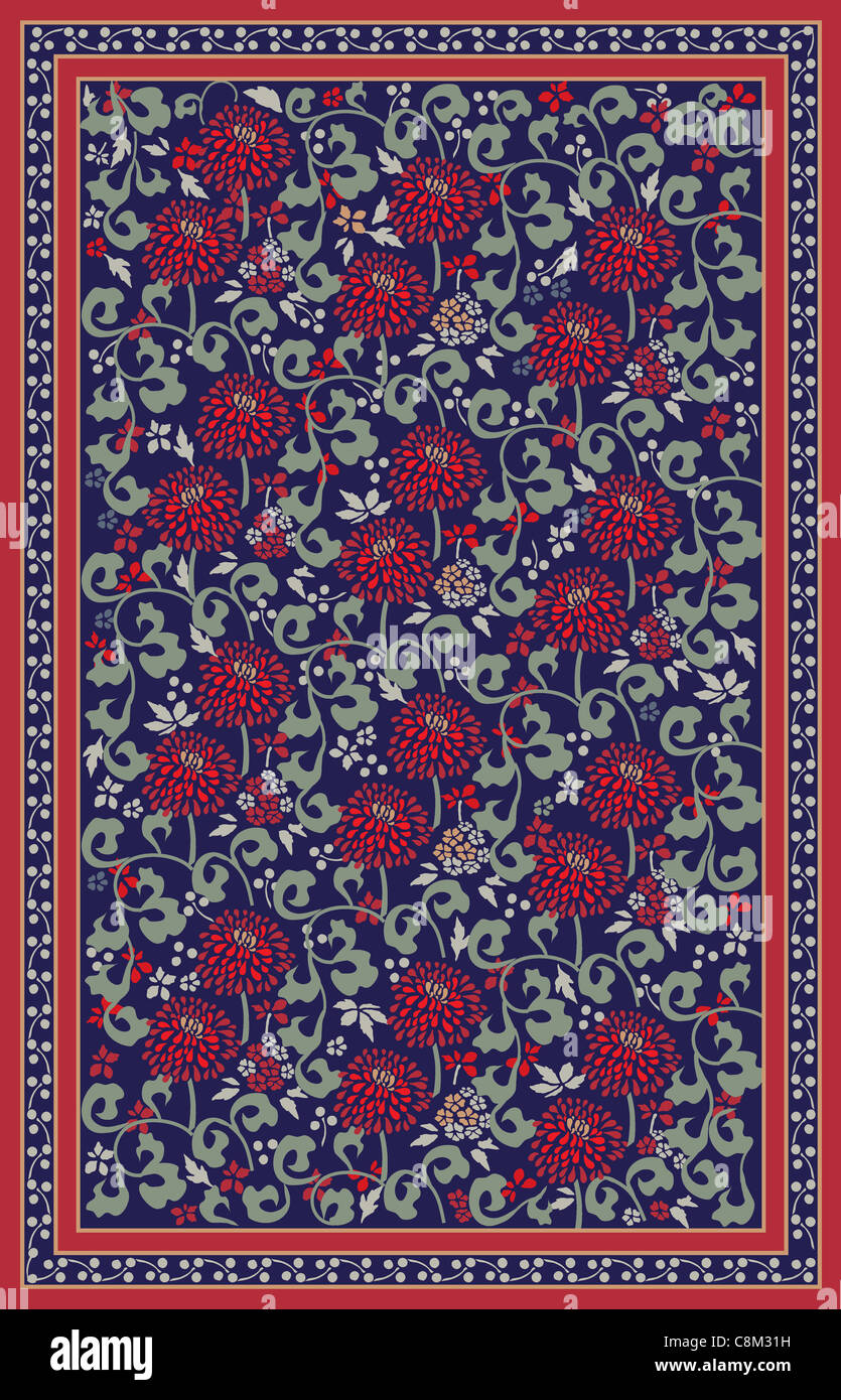 Retro floral carpet design Stock Photo Alamy