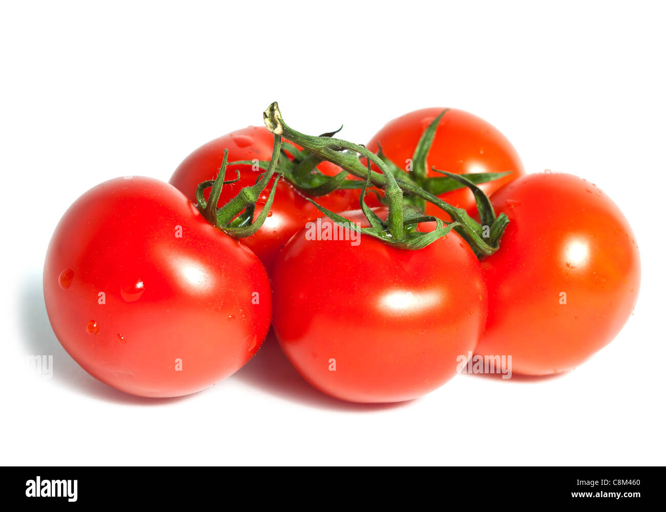 Fresh cherry tomato branch on white background with shadow Stock Photo ...