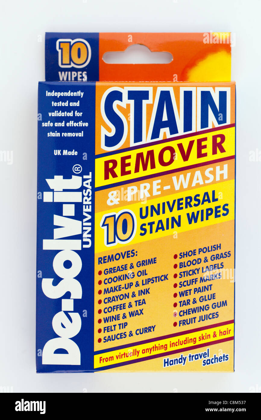 Box of 10 stain remover and prewash universal wipes handy travel