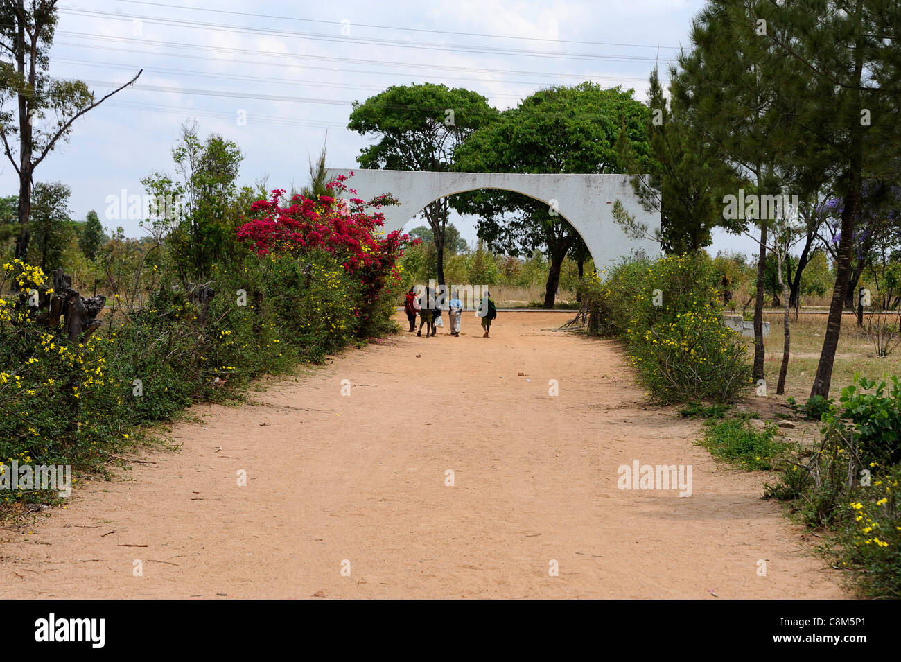 Entrance to Numwa Primary School, Imire, Zimbabwe Stock Photo