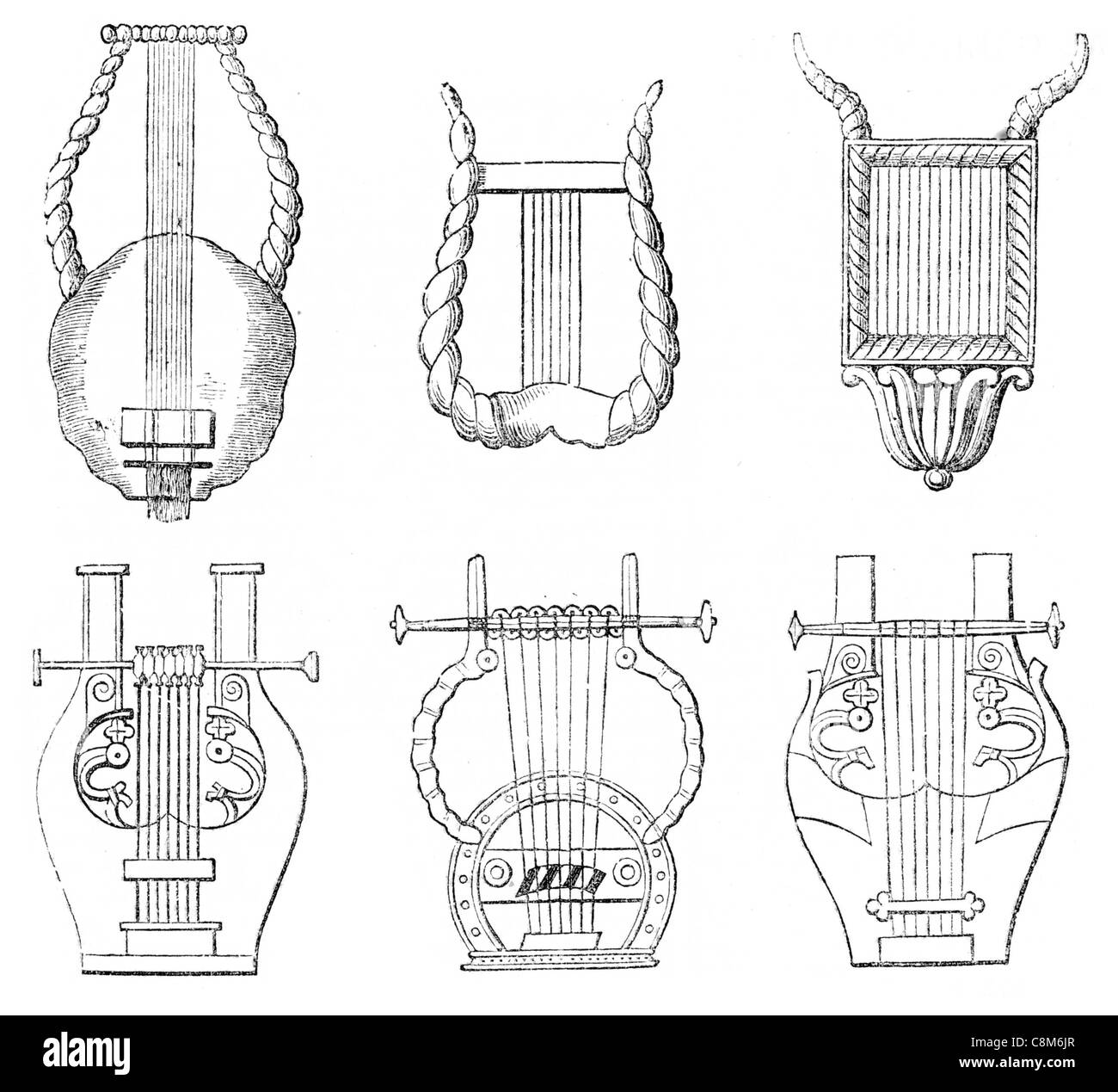 various forms of ancient lyre stringed musical instrument Greek ...