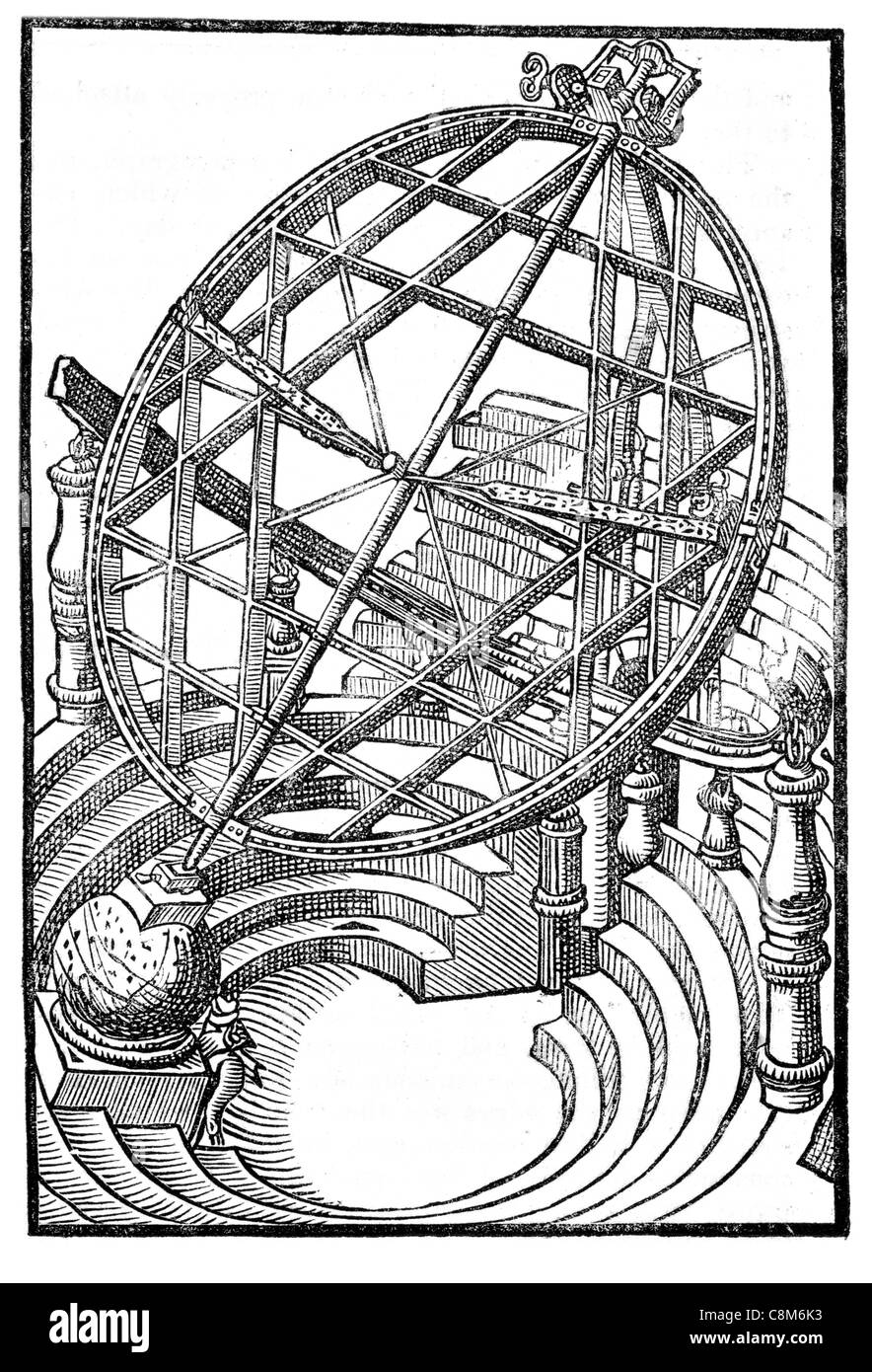 ancient astrolabe Optical telescope observation Astronomy Astrology science natural scientific astronomer celestial stars planet Stock Photo