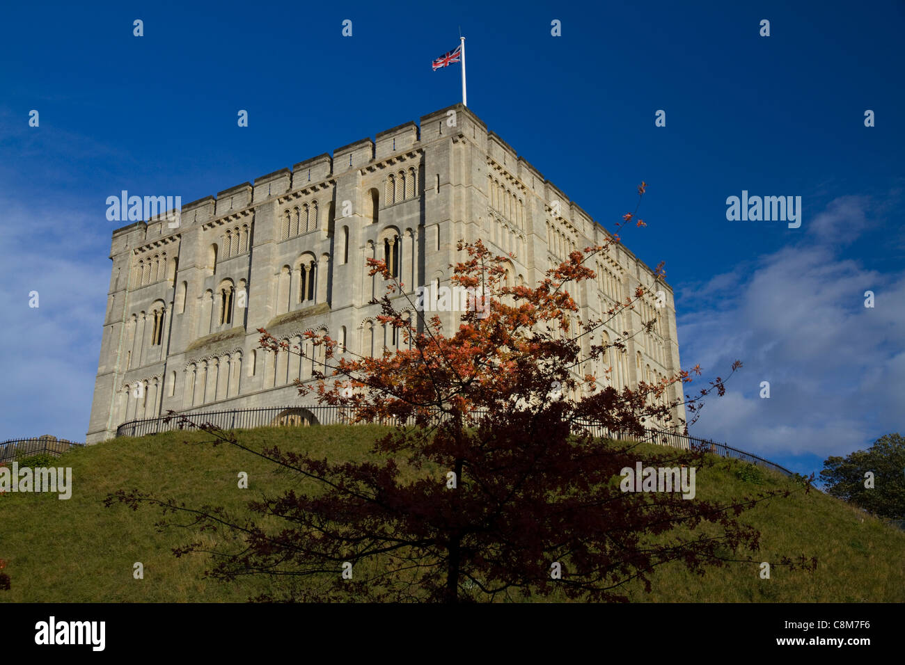 The magnificent edifice of the Norman Castle in Norwich, Norfolk, England Stock Photo