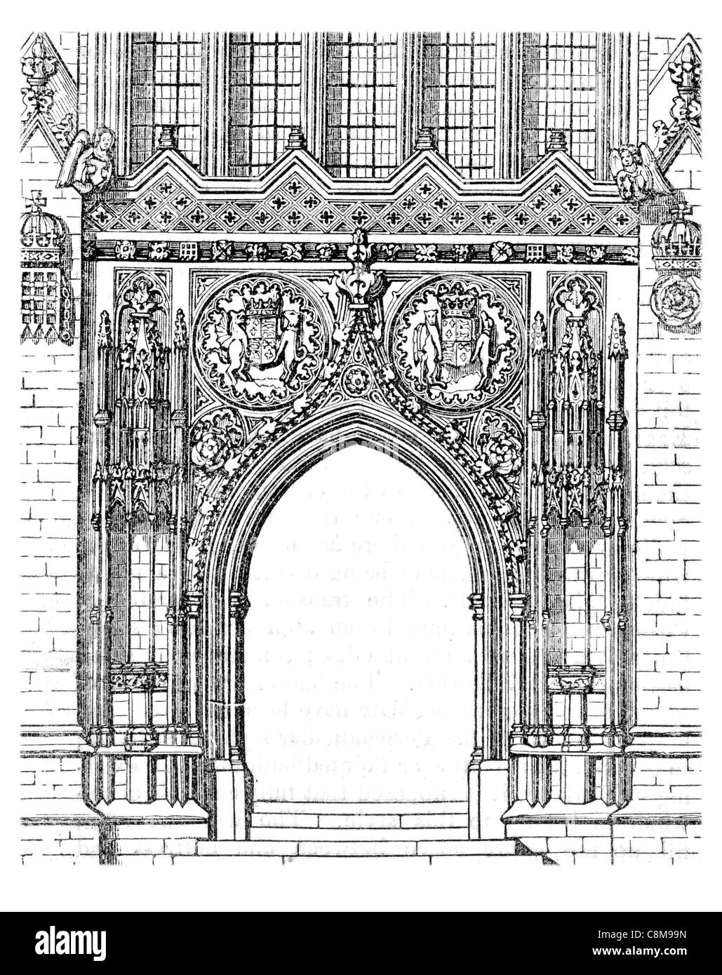 Doorway King's College Chapel University Cambridge Gothic nave chancel church fine medieval Stock Photo
