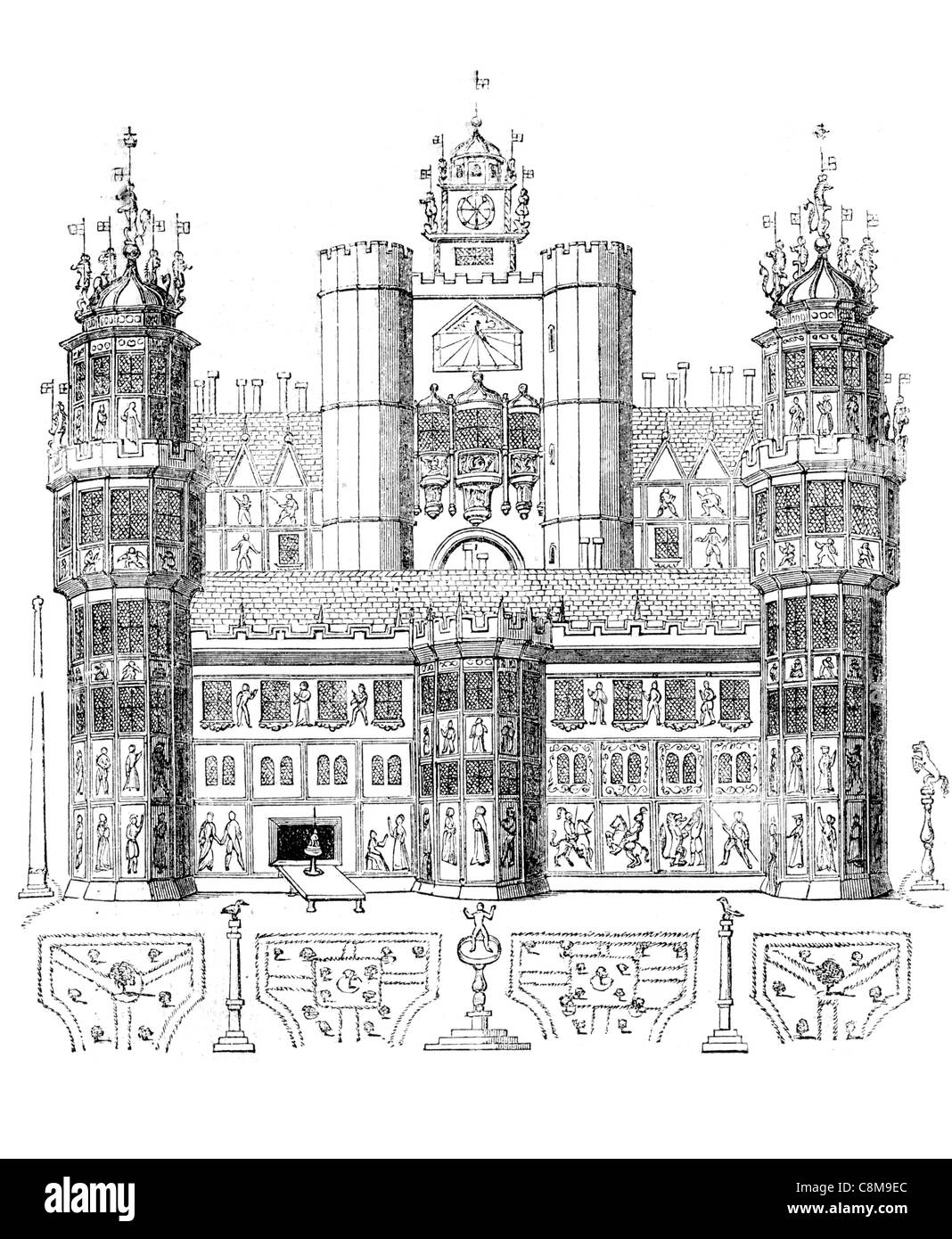 Nonsuch Palace Tudor royal palace Henry VIII Surrey England Renaissance design ornate Stock Photo