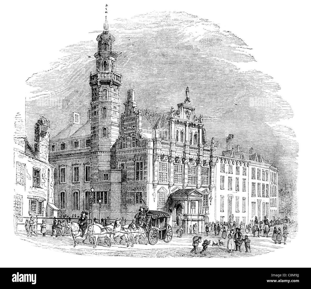 Den Haag oude stadhuis Old City Hall The Hague Renaissance style Groenmarkt Grote Kerk civic wedding Royal family hall grand Stock Photo