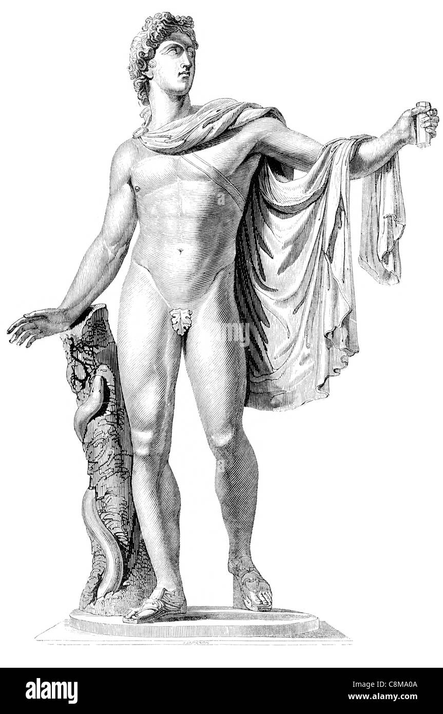 Apollo Belvedere Pythian Apollo marble sculpture Classical Antiquity Italy Renaissance Greek god Apollo shot death arrow slaying Stock Photo