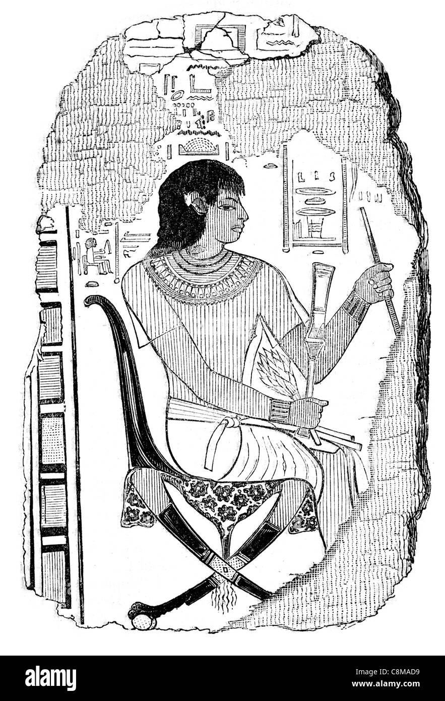 An artist seated with chisel and mallet British Museum Egyptian Egypt antiquity  collection Sir Hans Sloane Stock Photo