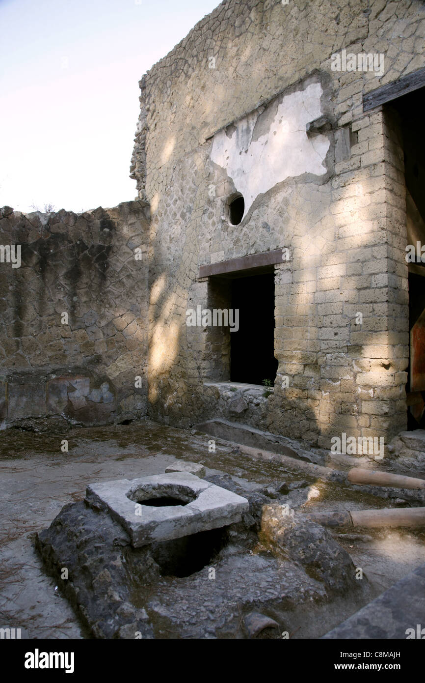 ANCIENT ROMAN STREET TOILET HERCULANEUM ITALY 18 September 2011 Stock