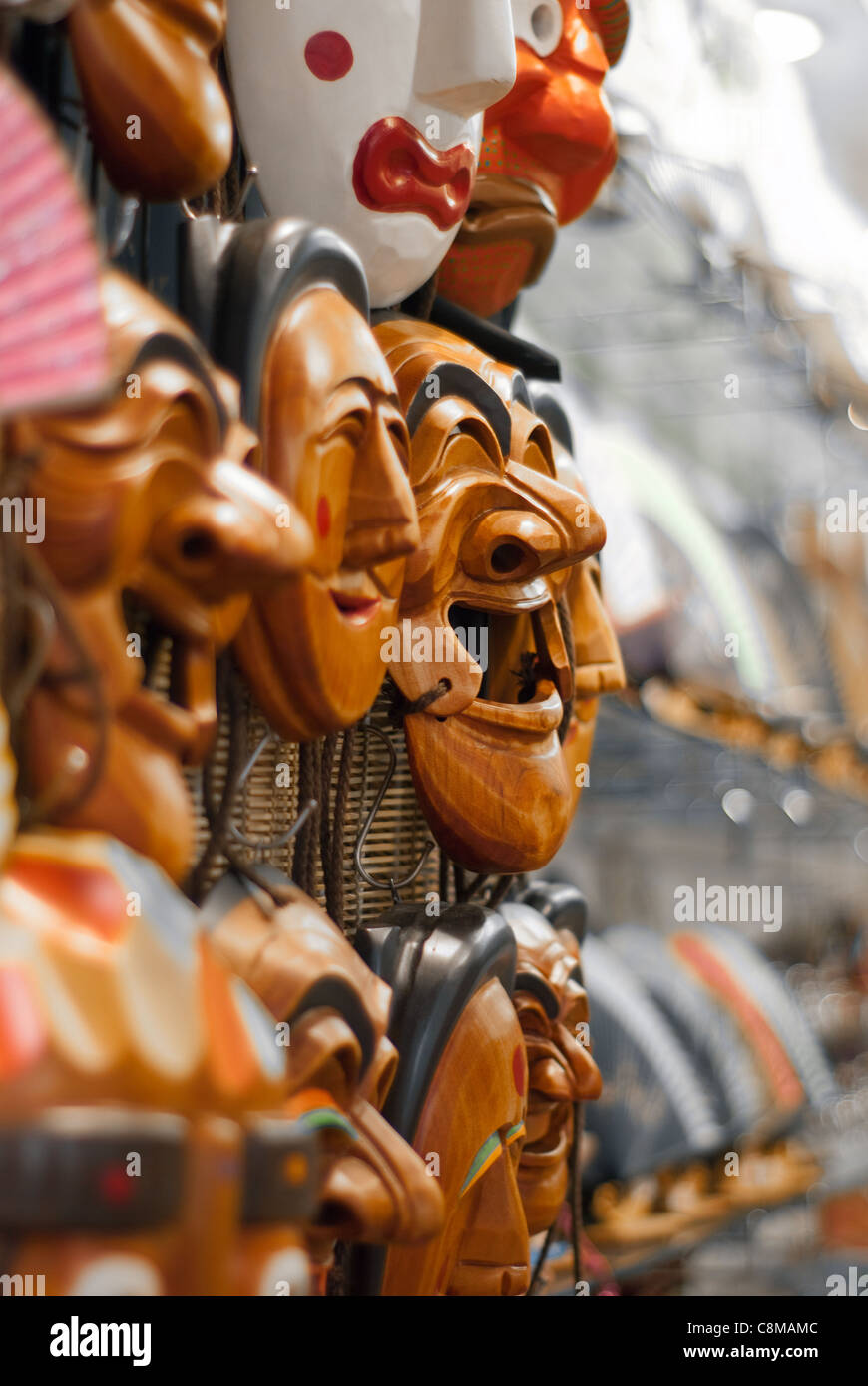Traditional korean masks at Insadong area in Seoul. Stock Photo