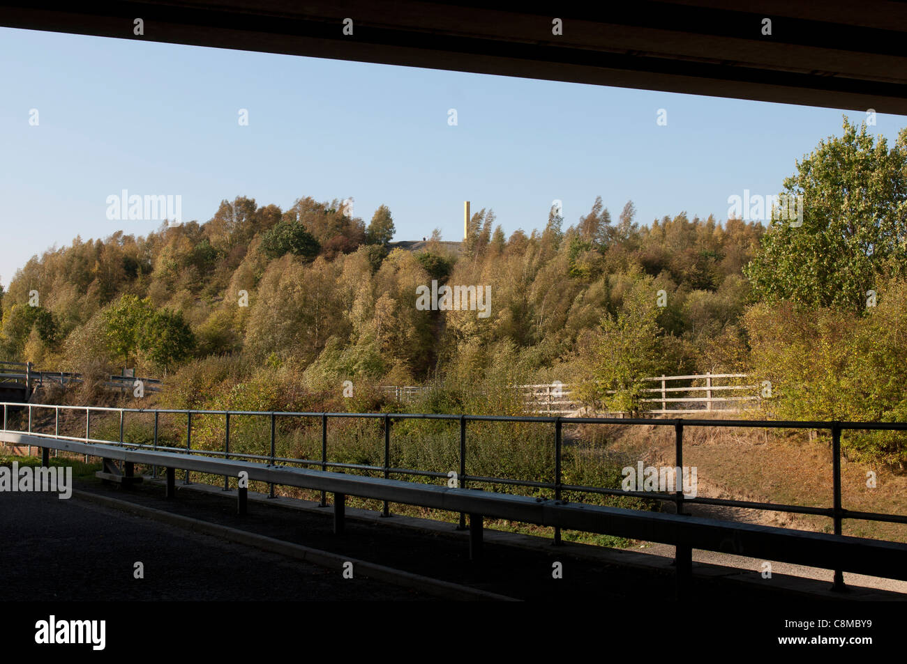 Pooley Country Park from under M42 flyover, Warwickshire, UK Stock Photo