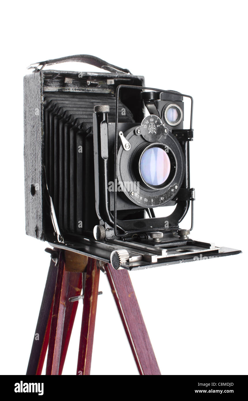 Old medium format photo camera isolated over white background Stock Photo