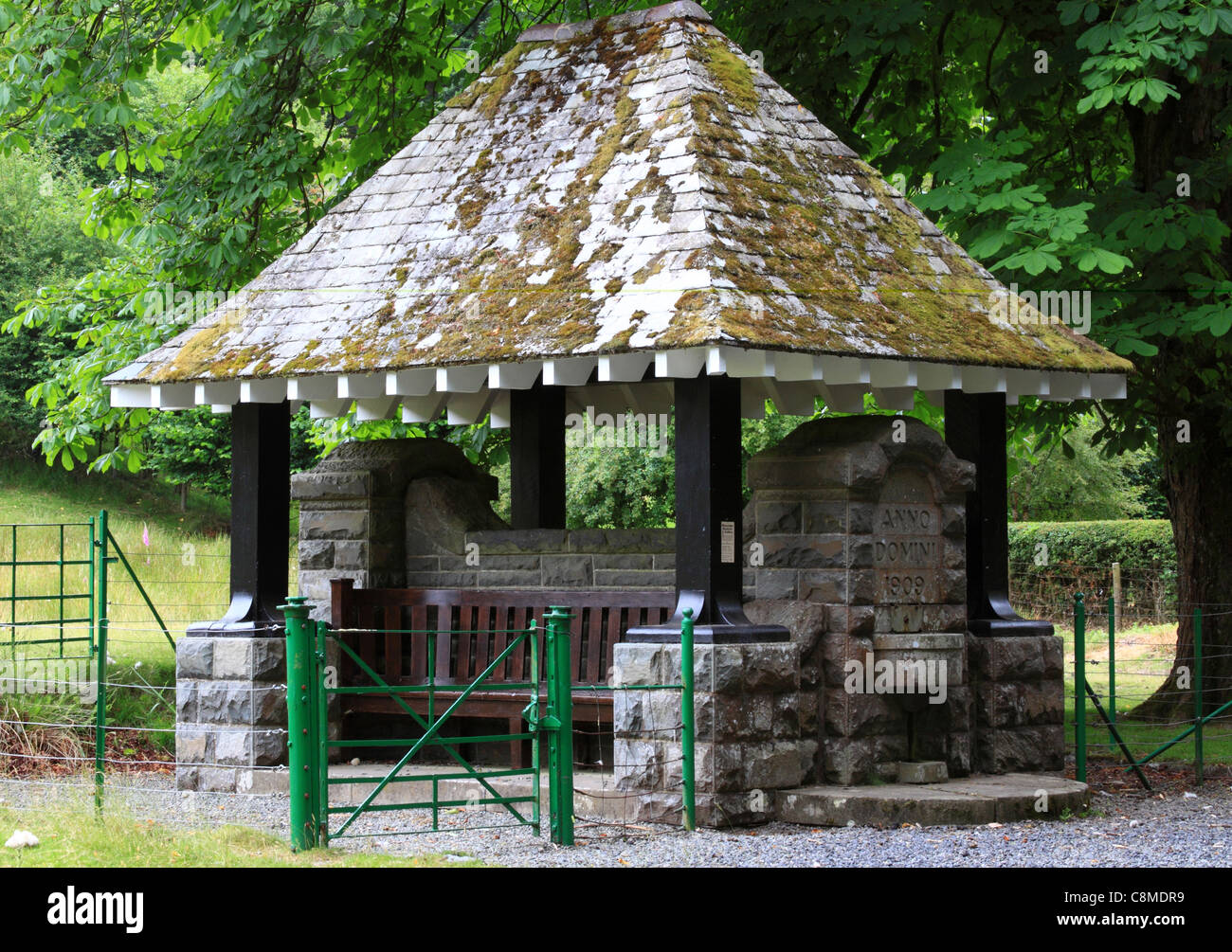 Shelter built in 1909, Elan Village, Eln Valley, Powys, Wales, Europe Stock Photo