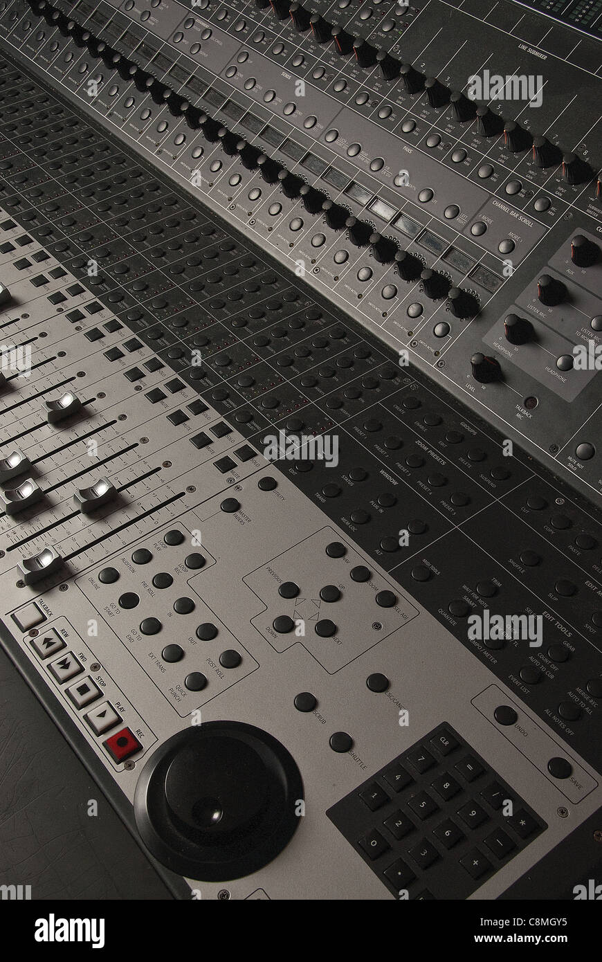audio mixing desk Stock Photo