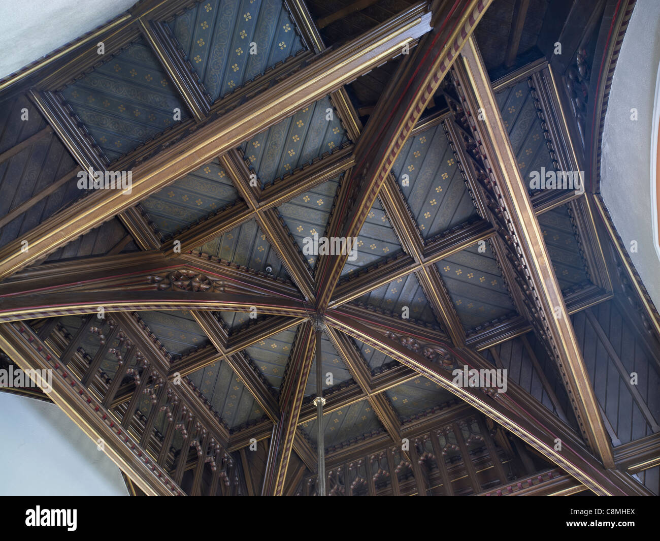 Abney Hall, Cheadle, Cheshire, Staircase ceiling Stock Photo