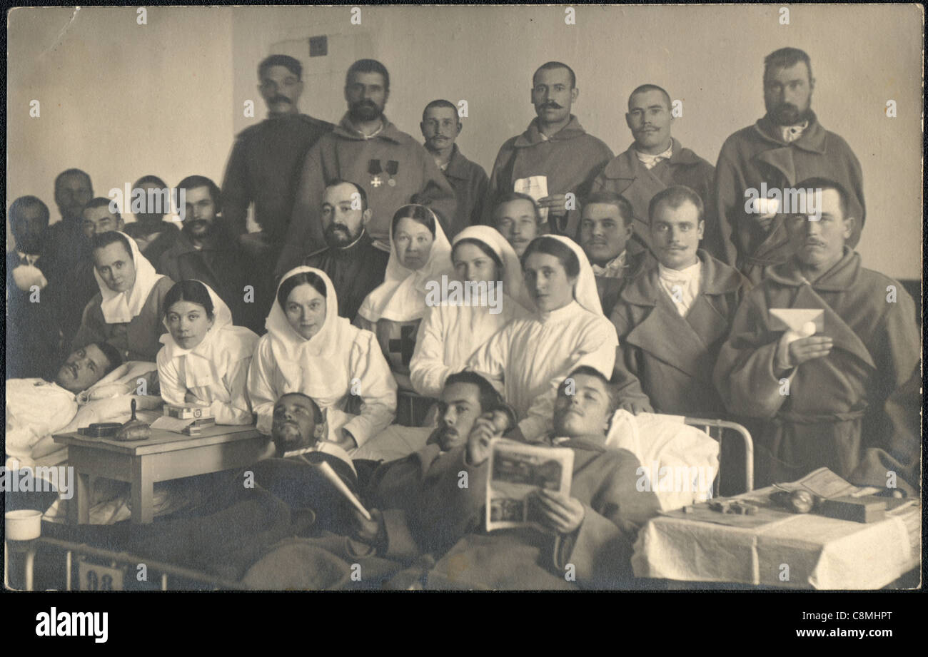 Hospital for the wounded in World War 1, Russia, circa 1914. Stock Photo