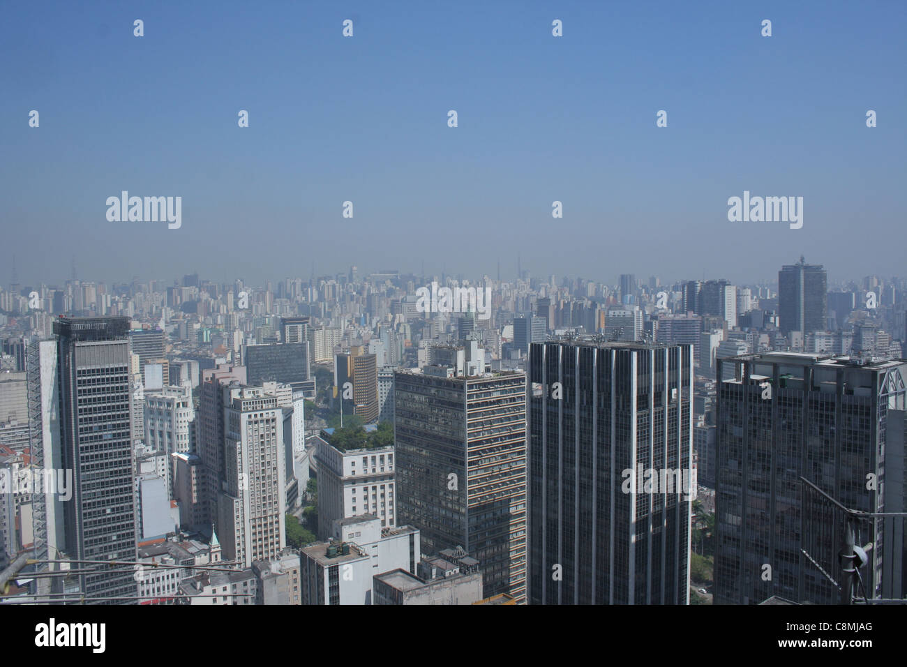 City of Sao Paulo, view of the metropolis from a central tower. Stock Photo