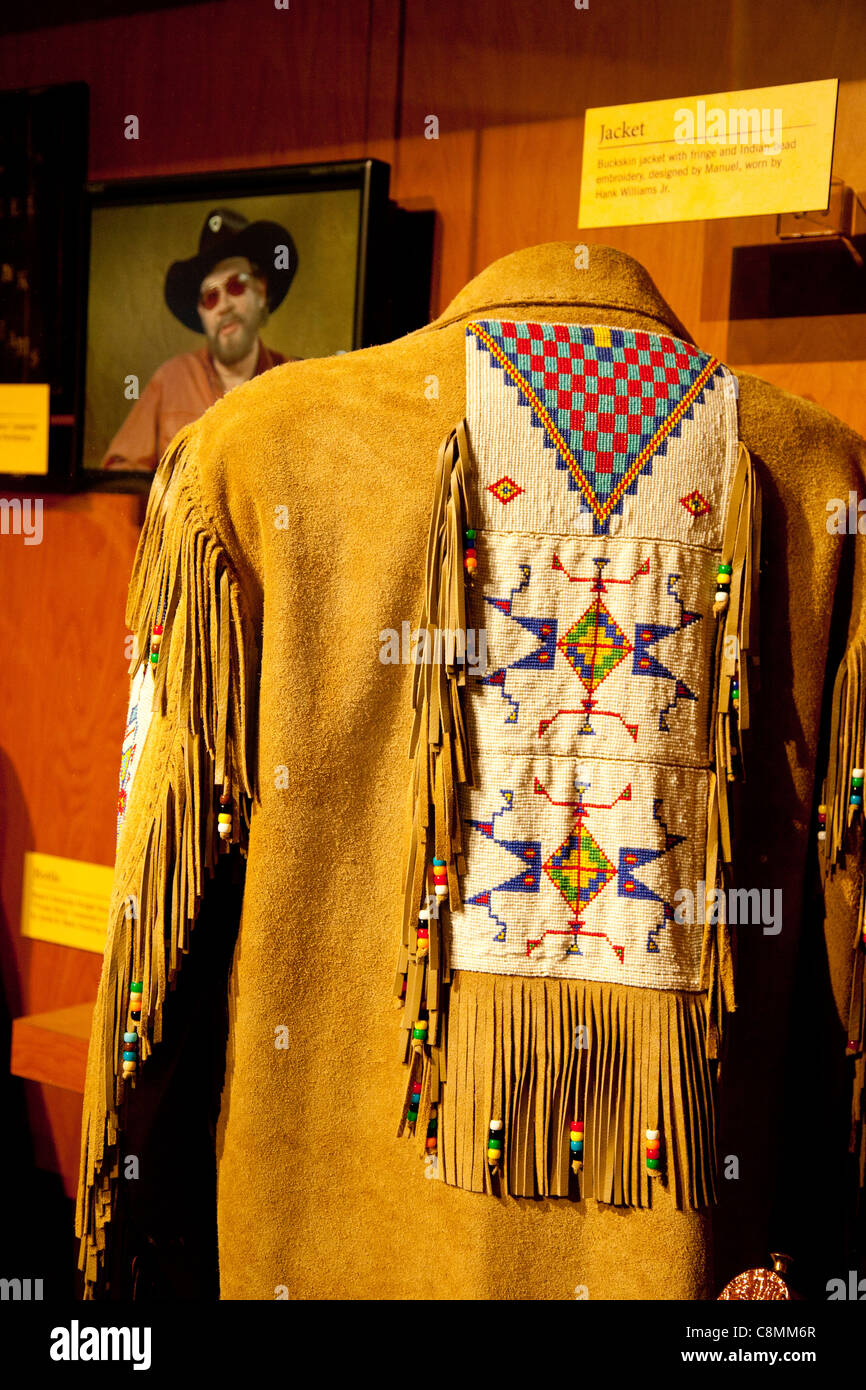Fringed jacket worn by Hank Willams Jr. on display at the Country Music Hall of Fame, Nashville Tennessee USA Stock Photo