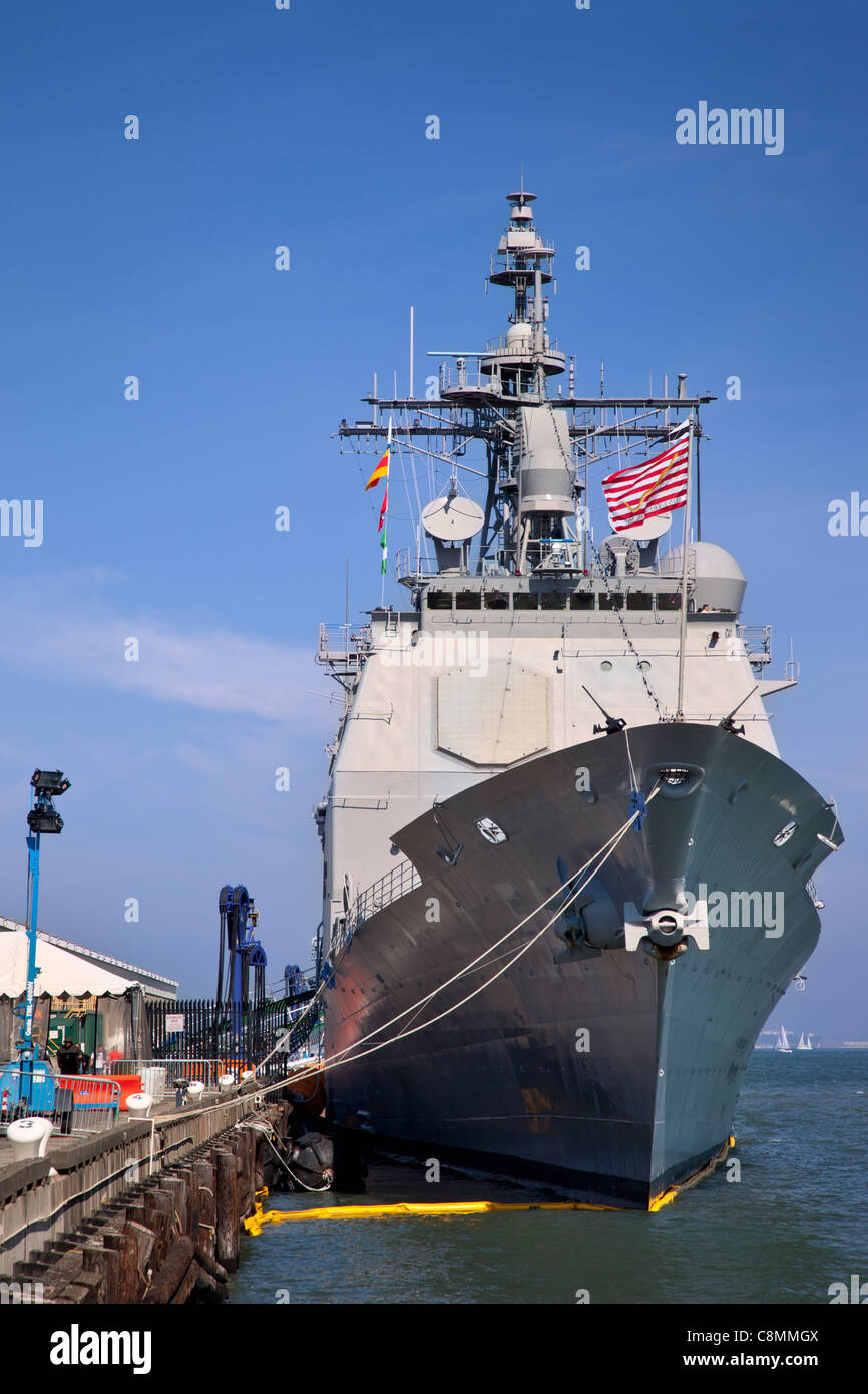US Navy Destroyer DDG-54 Curtis Wilbur docked along the wharf during Fleet Week, San Francisco California USA Stock Photo