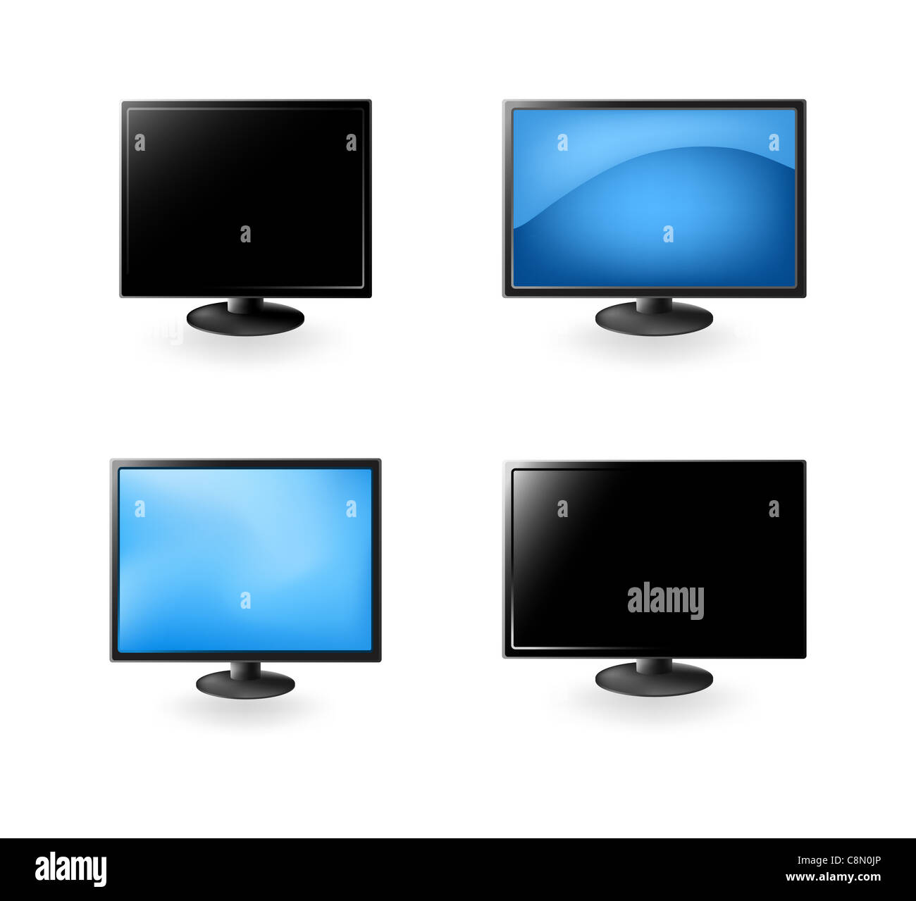 Set  LCD TV and monitors isolated on a white background Stock Photo