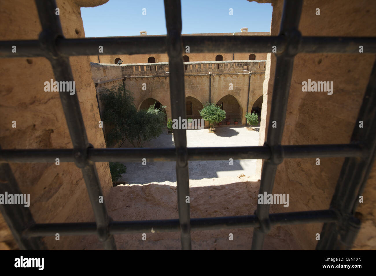 Courtyard of Saffron Monastery near Mardin Turkey Stock Photo