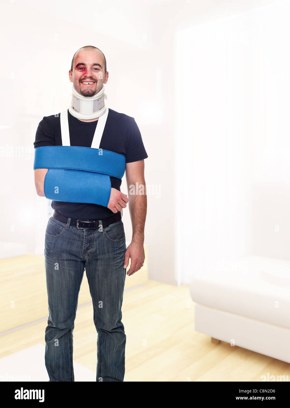 caucasian man with body problem at home Stock Photo