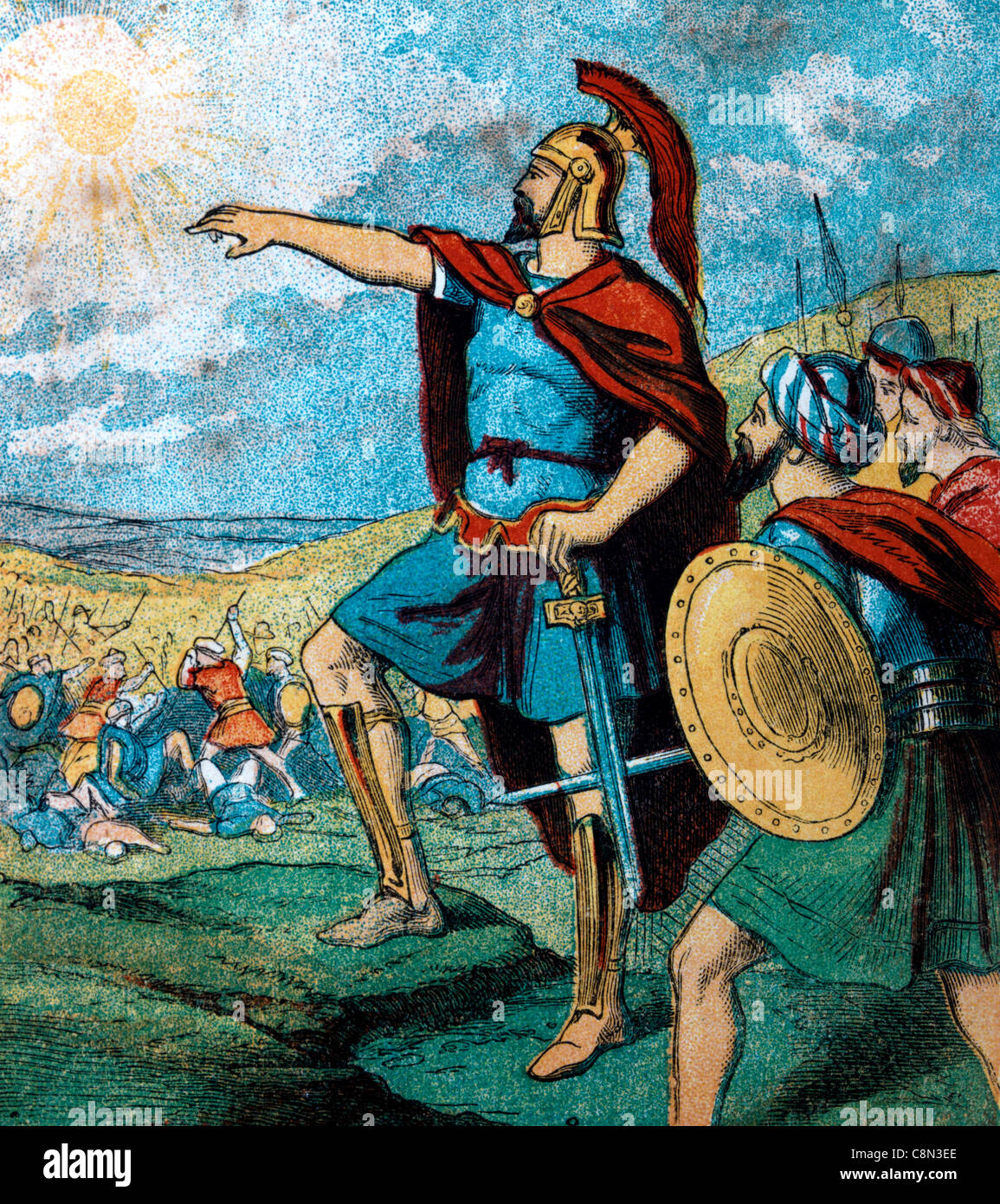 Bible Stories- Illustration Of Joshua Asking God To Make The Sun And ...