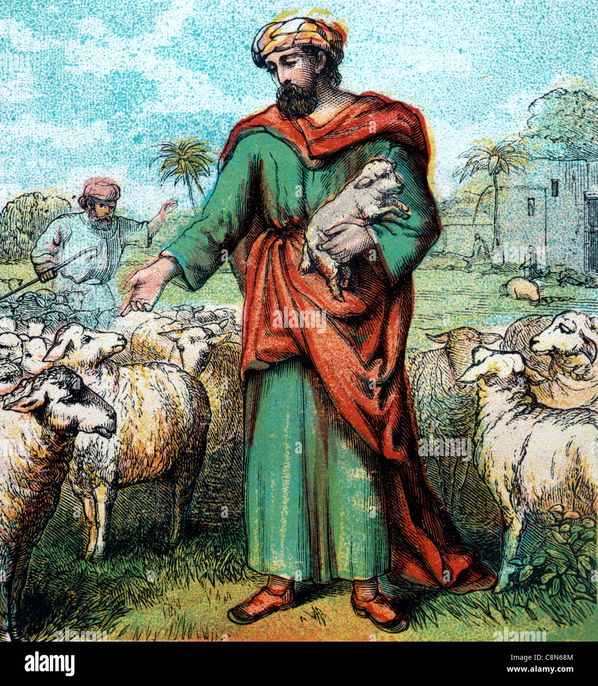 Bible Stories- Illustration From The Proverbs Of Solomon III 'Be Thou diligent to know the state of thy flocks' Proverb xxvii 23 Stock Photo