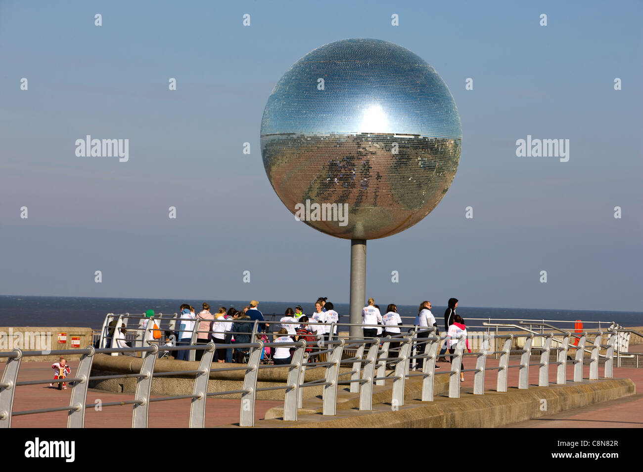 Blackpool's famous glitter ball mirror sphere on the seafront, Blackpool, UK Stock Photo