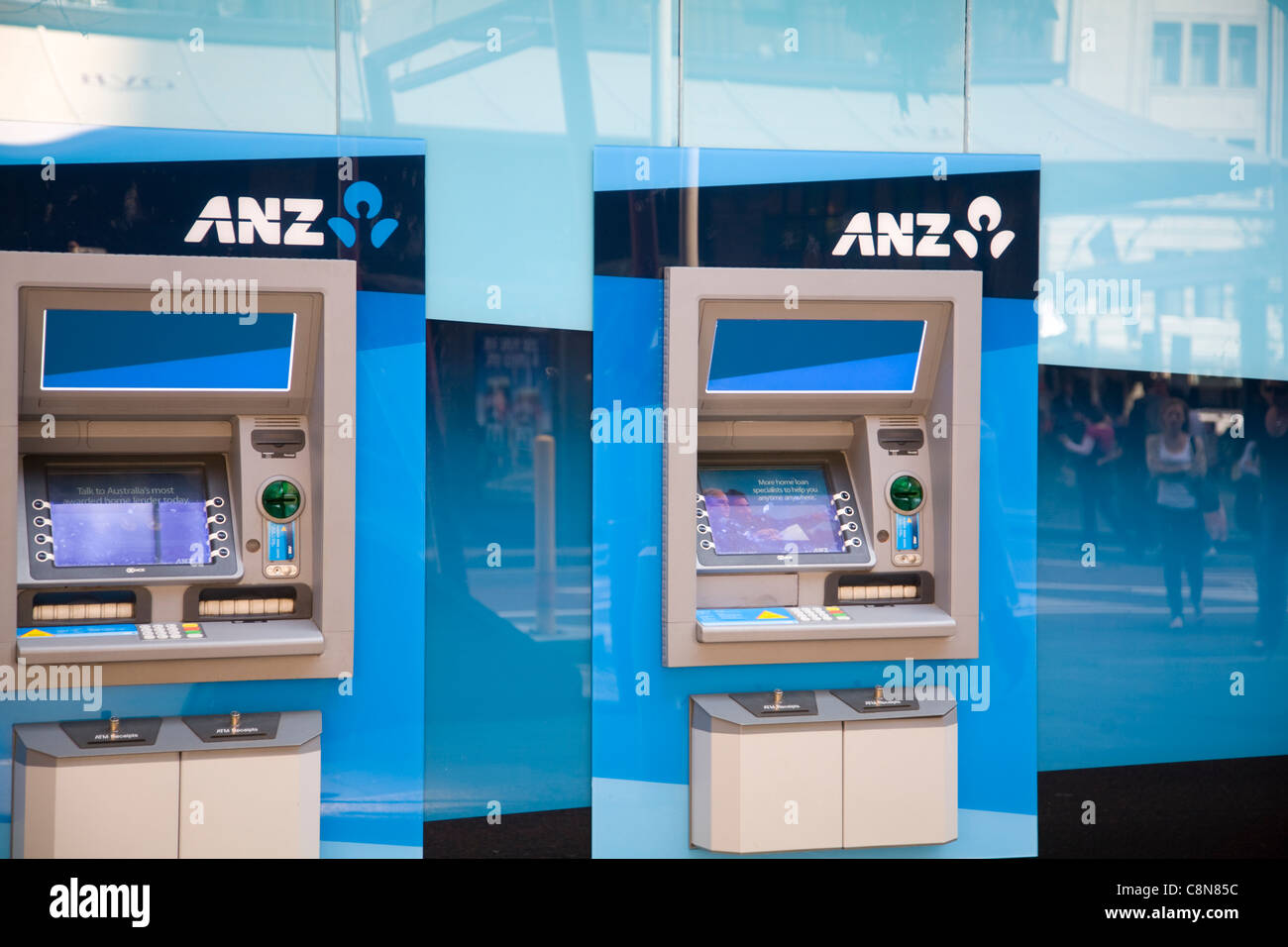 ANZ anz bank with two ATM machines outside,sydney,australia Stock Photo