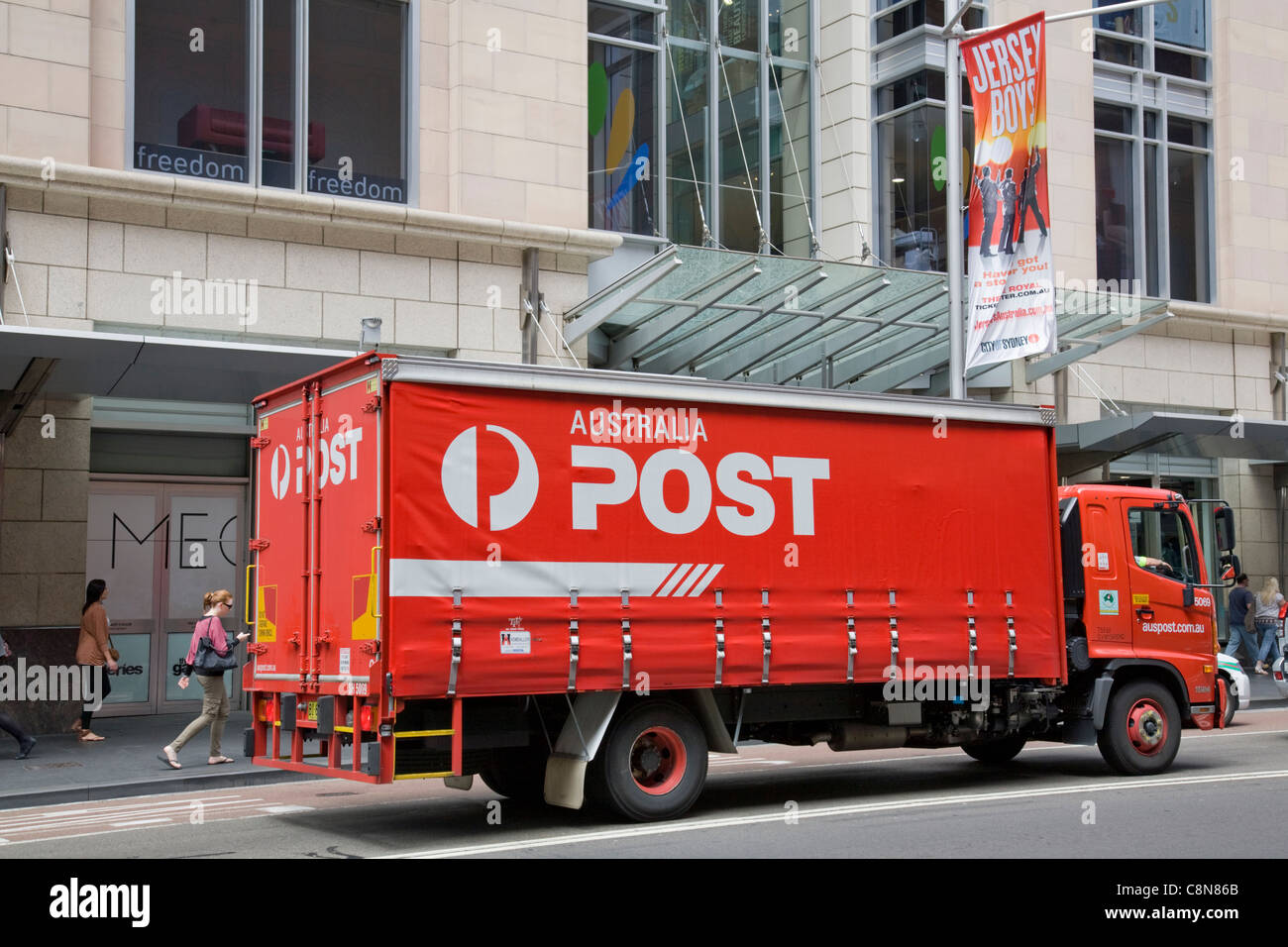 australia post delivery vehicle on george street,sydney,australia Stock Photo