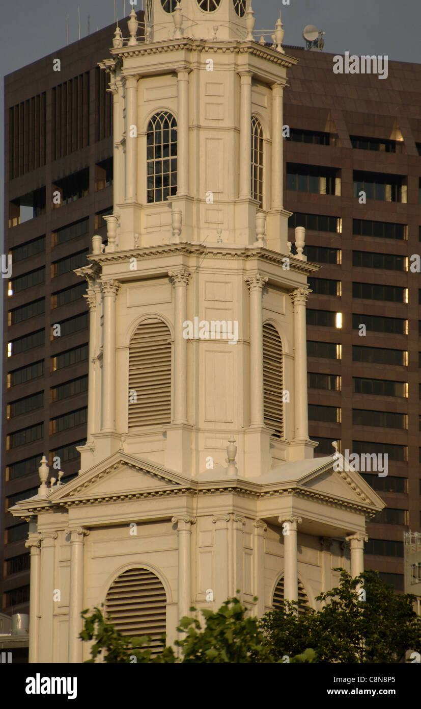 United States. Boston. Park Street Church by Peter Banner. Founded in 1809. Massachusetts. Stock Photo