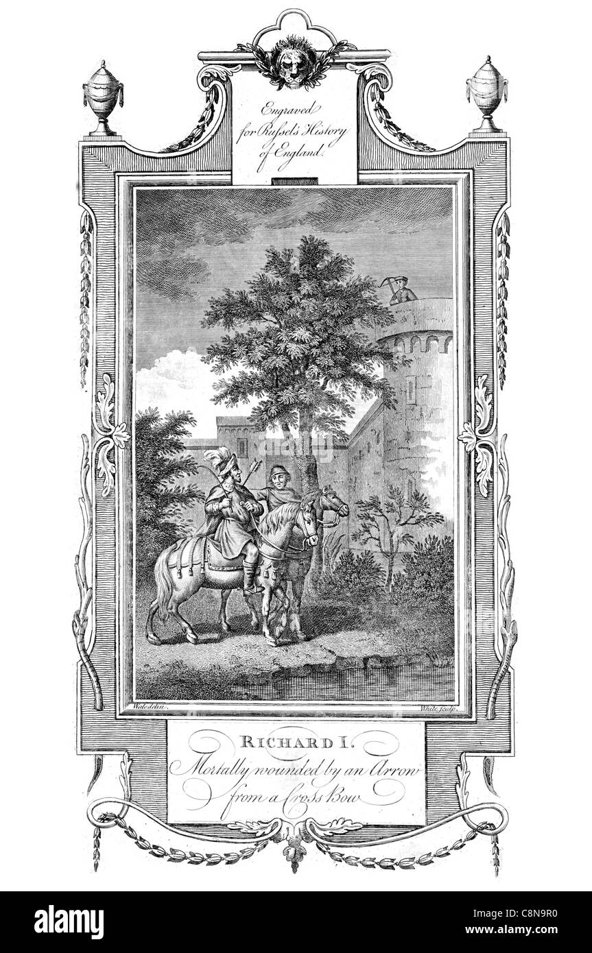 Richard I mortally wounded by an arrow from a cross bow military leader warrior Saracens Third Crusade regal royal kingly prince Stock Photo