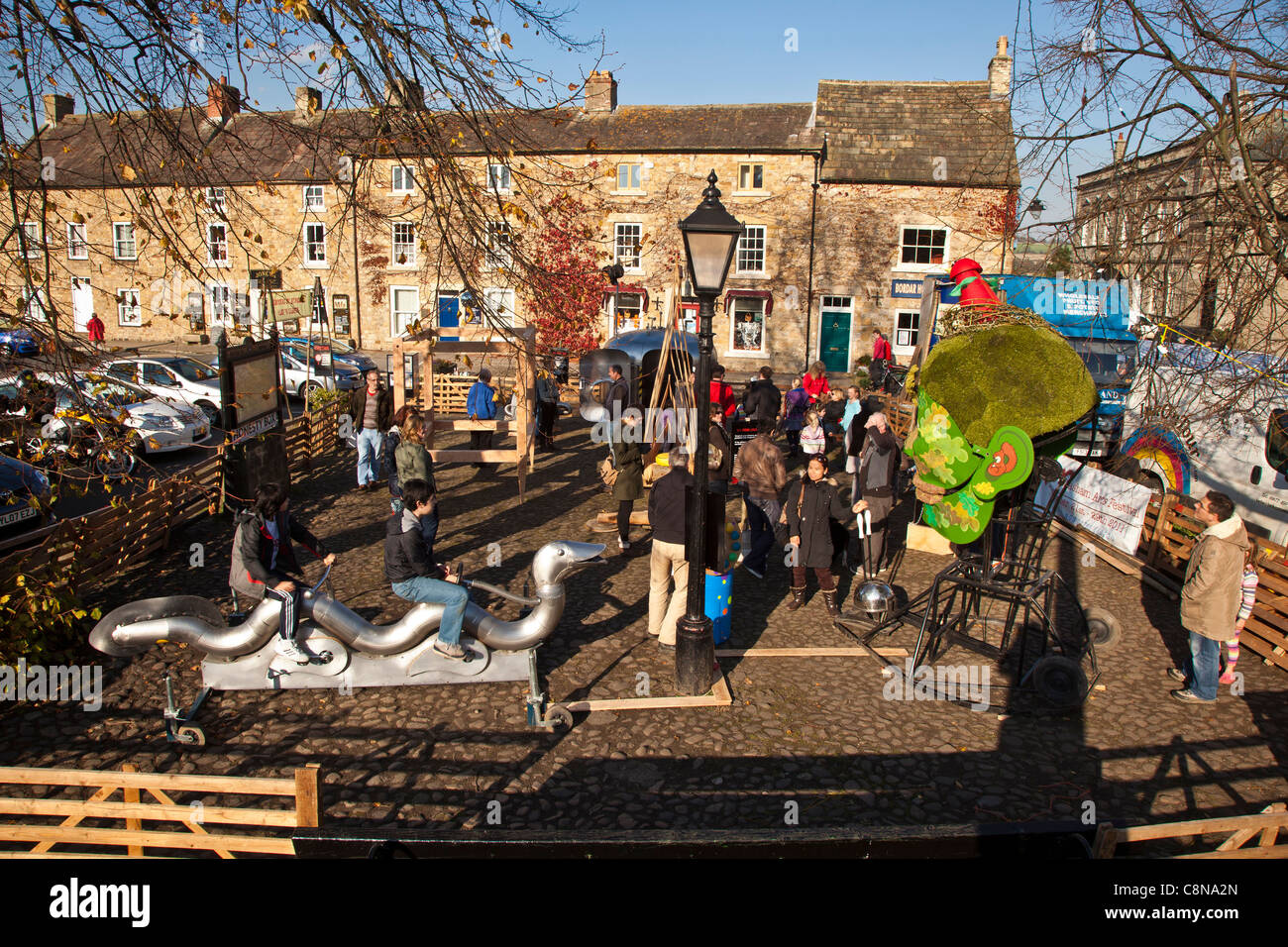 Arts festival activities at Masham Market Place, Harrogate District, North Yorkshire Stock Photo