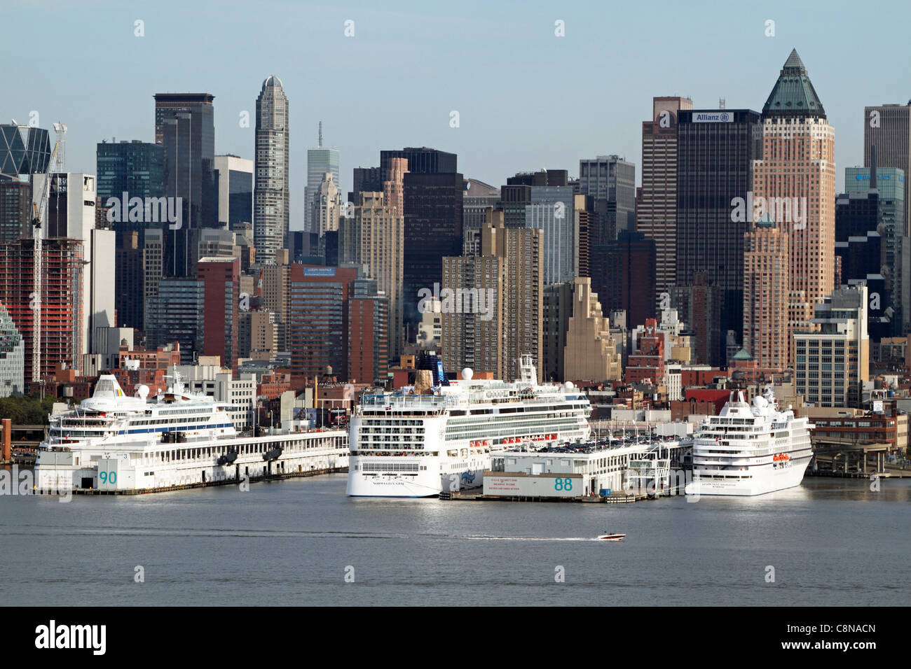 Cruise Ships docked on the Hudson River near midtown Manhattan, New