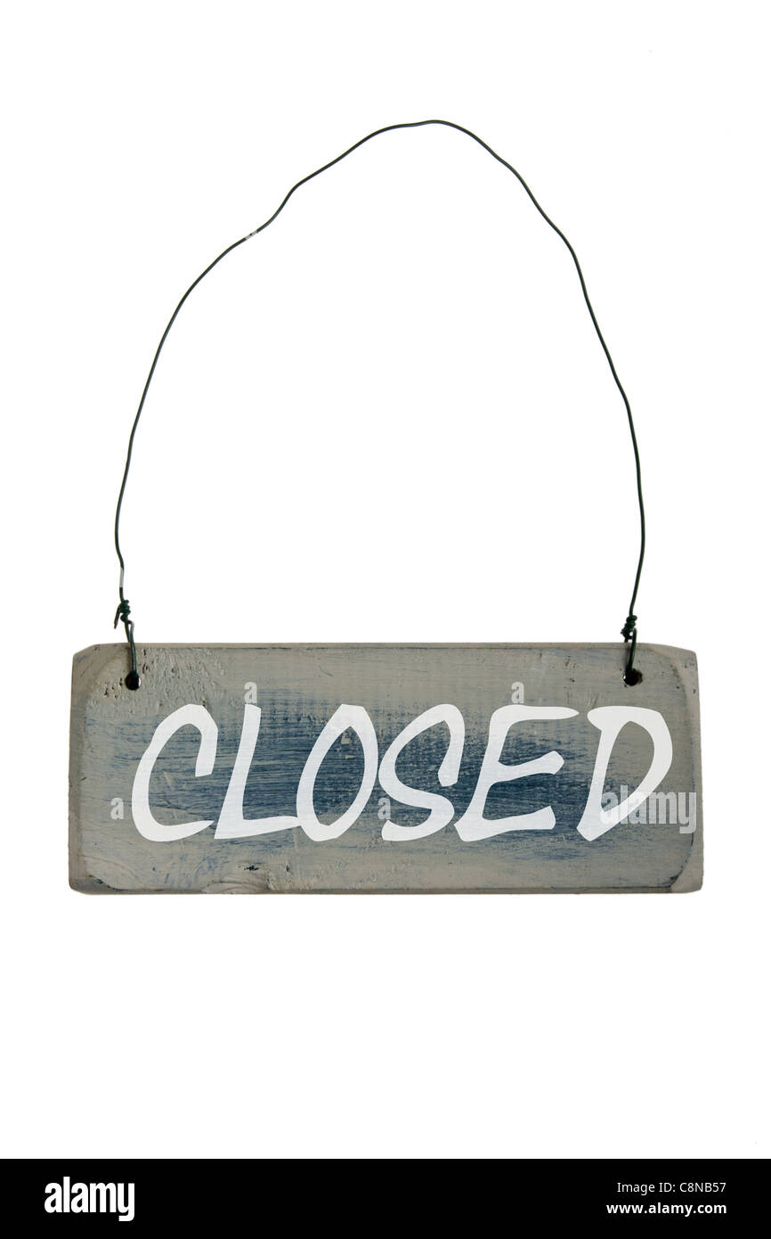 Wooden hanging sign with the word Closed Stock Photo Alamy
