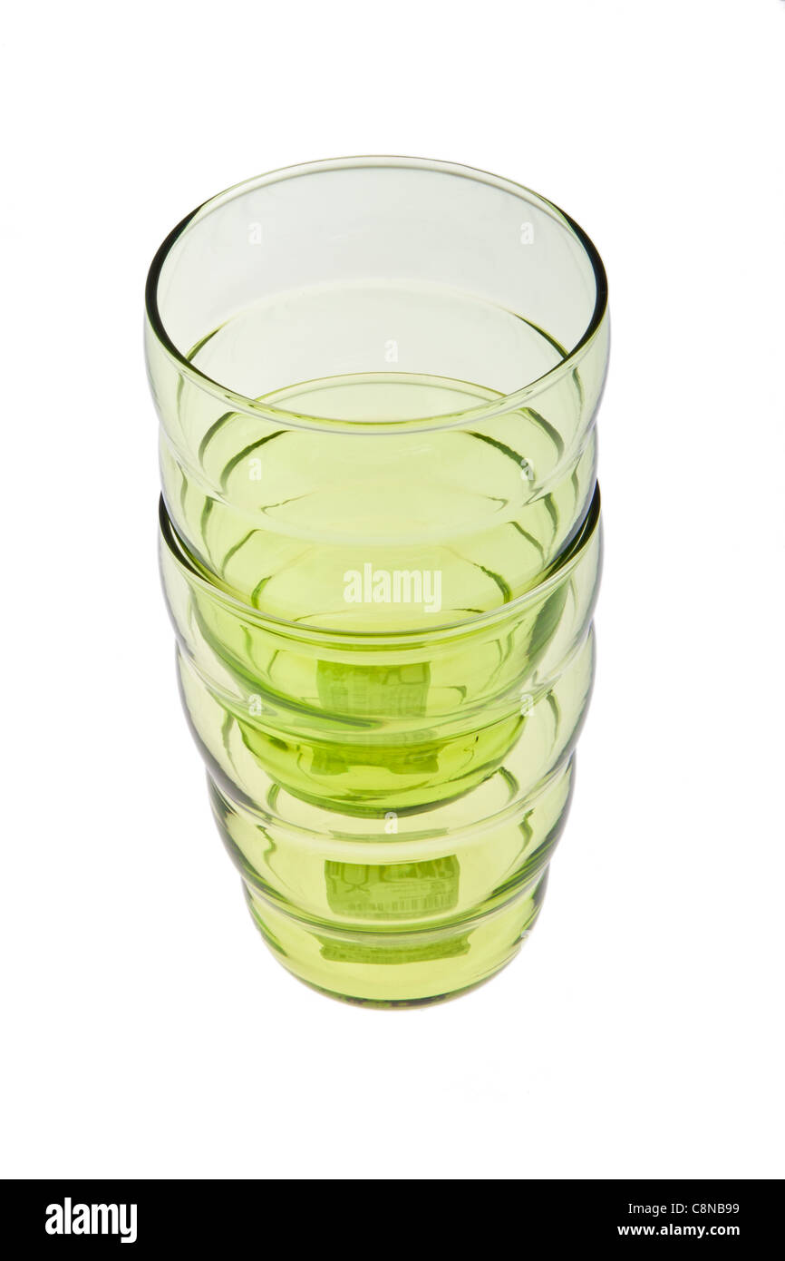 Green tinted tumbler glasses Stock Photo Alamy